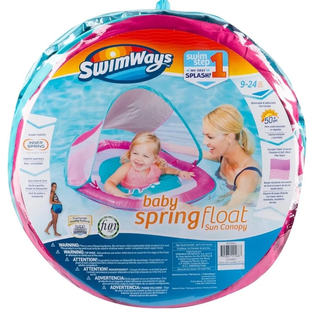 Swimways Baby Spring Float Sun Canopy swim step 1 Brand New  pink 9-24‎ months